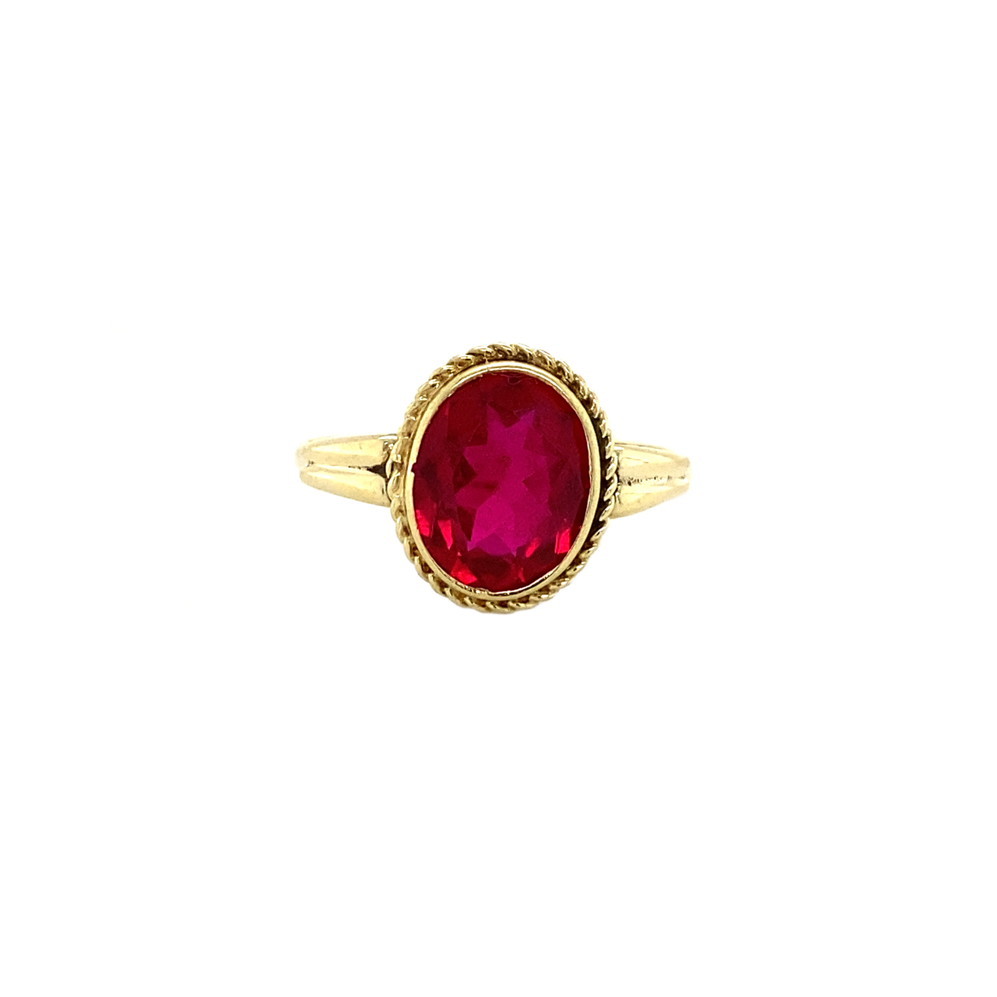 Vintage 14K Gold Ring with Synthetic Ruby
